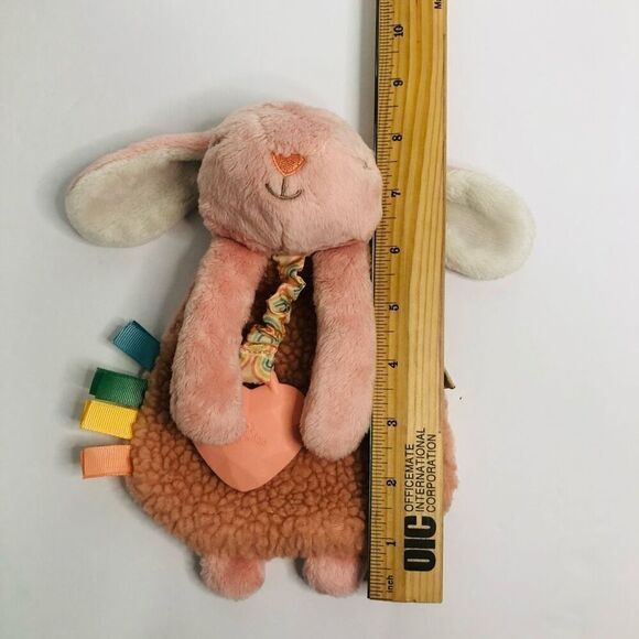 itzy ritzy lovey pink bunny teether toy pull tags crunchy sherpa sensory toy plu - Picture 7 of 8